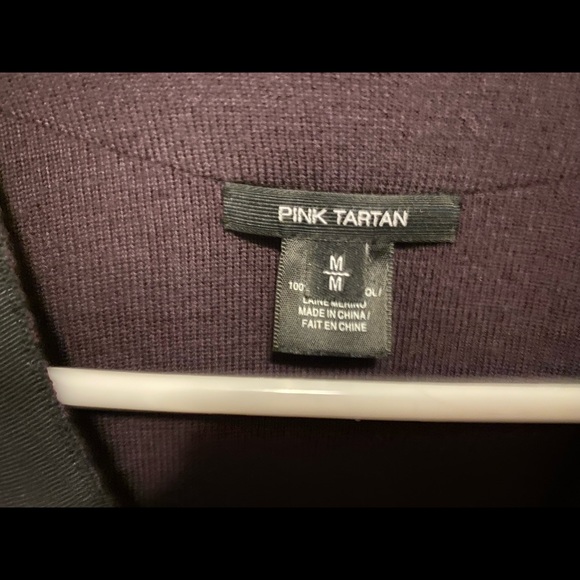 Pink Tartan Merino Wool Cardigan Size M - Picture 6 of 6